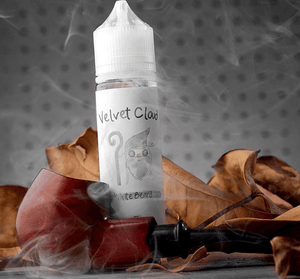Velvet Cloud White Beard tobacco-flavored e-liquid with a tobacco pipe in the foreground